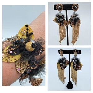 Jewelry Set Bracelet & Earrings Couture Design Etsy Artisan #2042